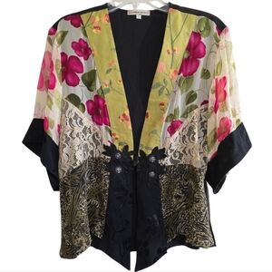 Spencer Alexis Romantic Multi Media Topper Kimono Sleeves XL Floral Lace Vintage